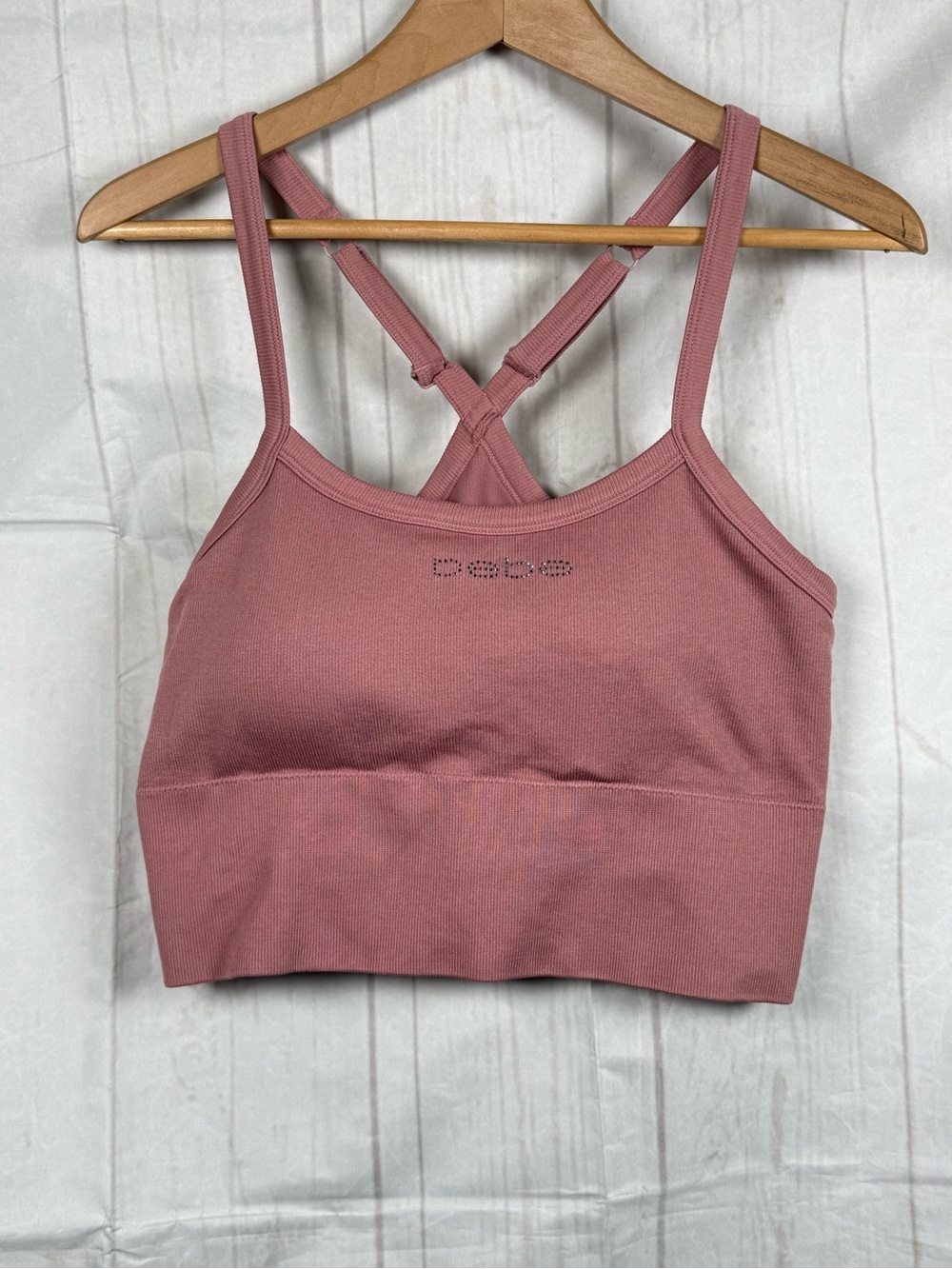 bebe Rose Dusty Pink Sports Cropped Cami Bra top size XL